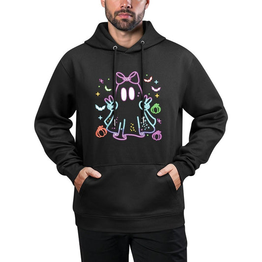 Boo Ghost Spooky Season Girls Kids Glow in Halloween Night Colorfast Hoodie