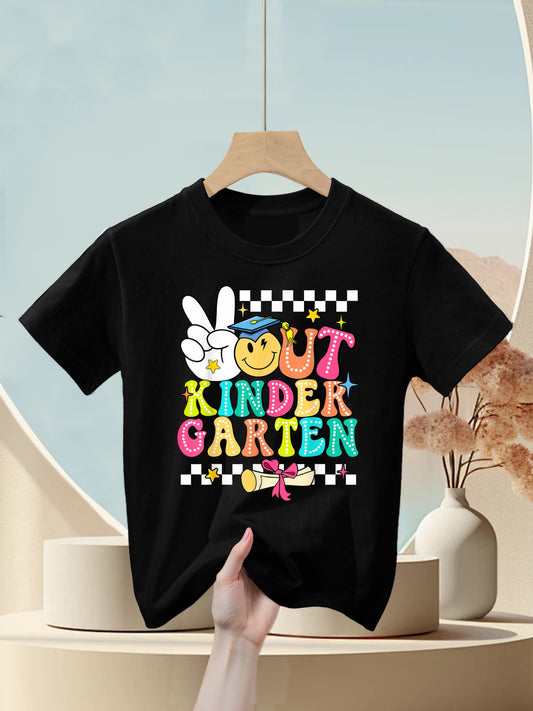 Peace Out Kinder Garten Graduation Funny Teacher Student Kids T-Shirt