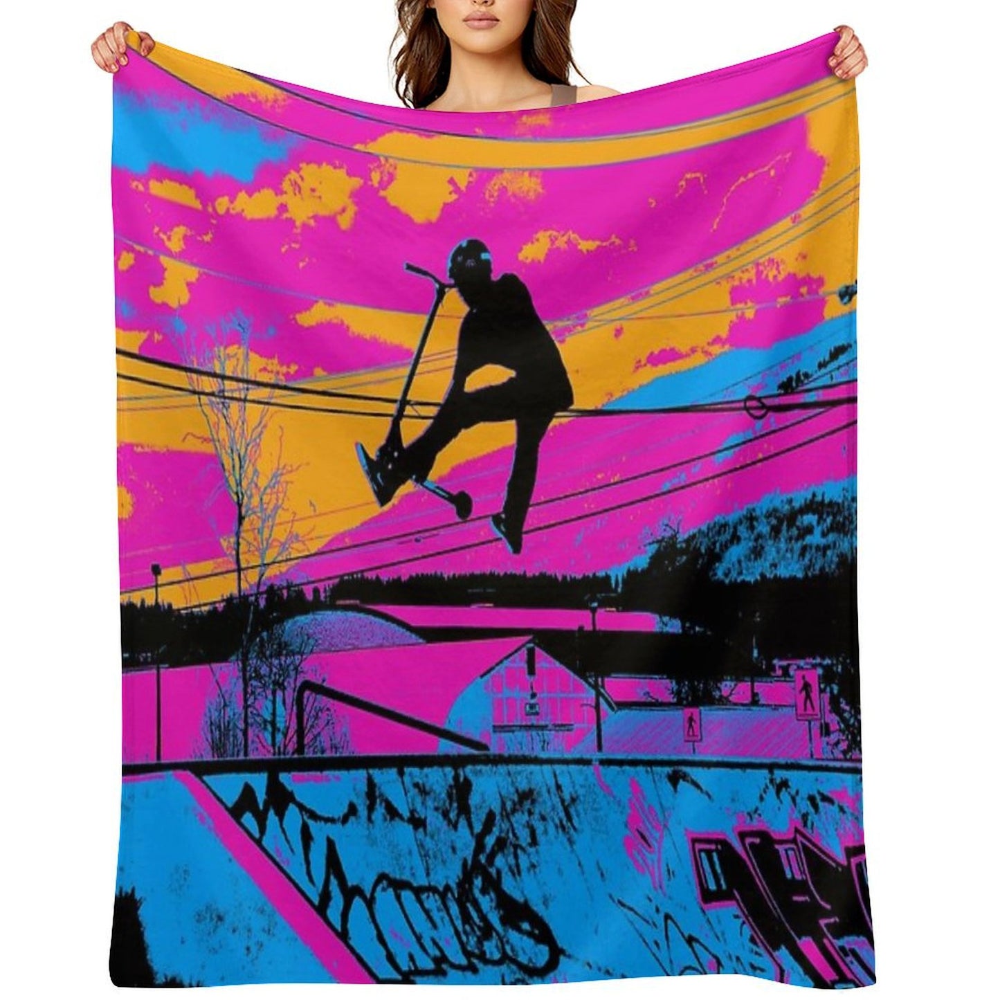 Let's Fly! - Stunt Scooter Throw Blanket
