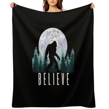 Bigfoot Believe  Sasquatch Throw Blanket