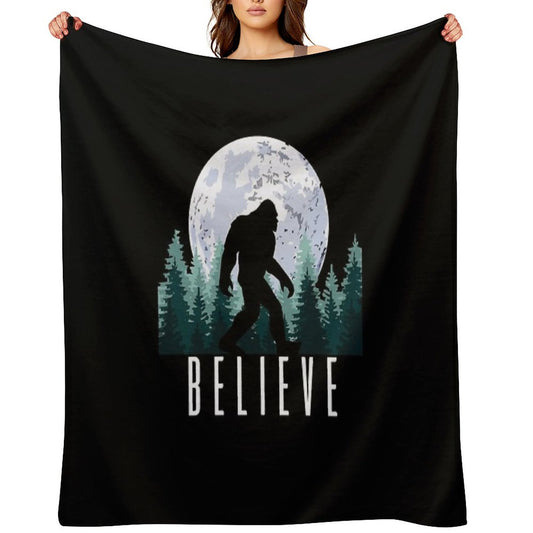 Bigfoot Believe  Sasquatch Throw Blanket