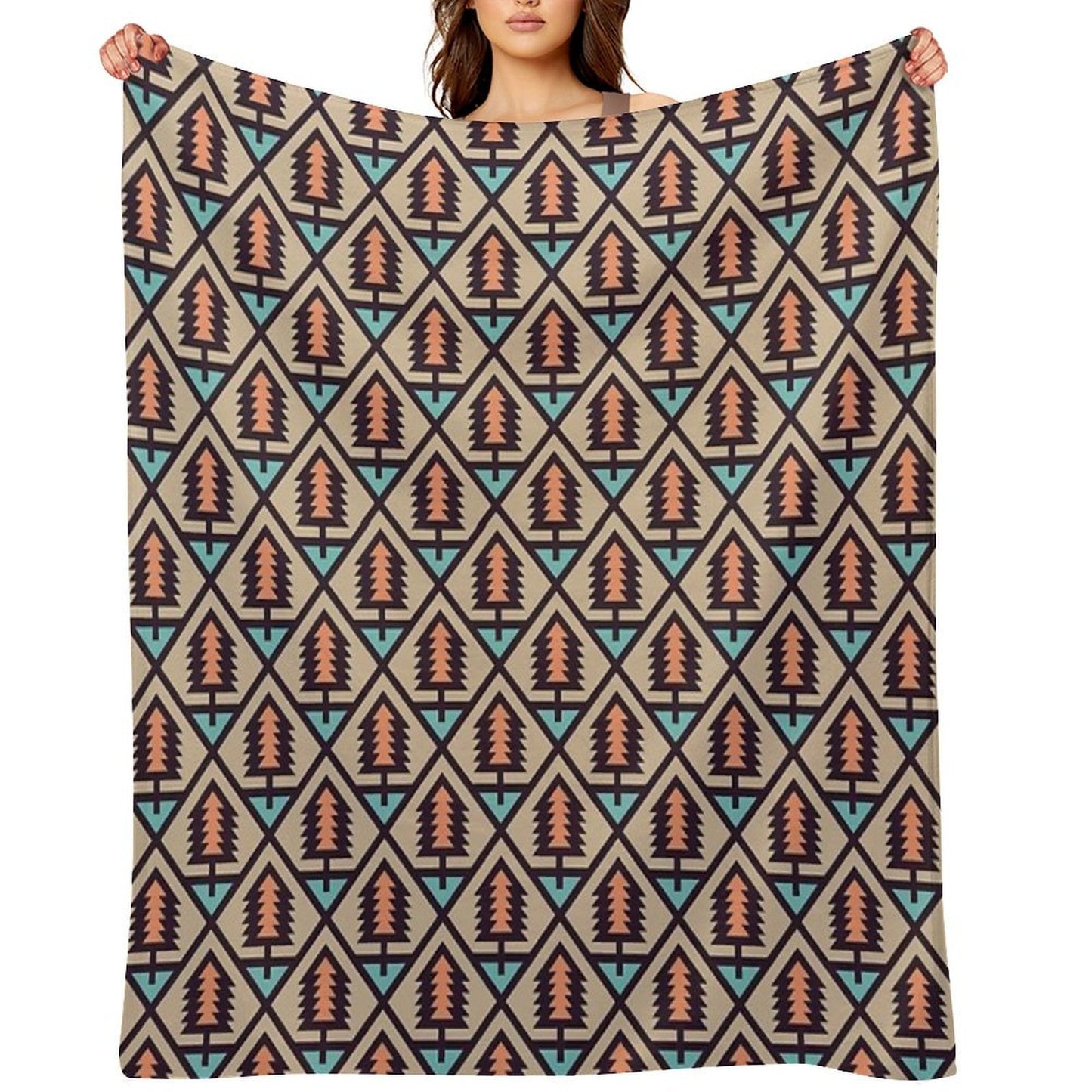 Adventure Pine Tree on Lake Pattern Throw Blanket