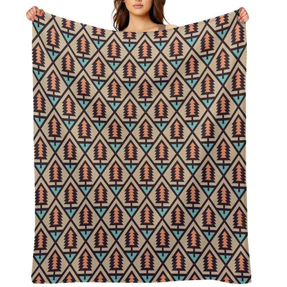 Adventure Pine Tree on Lake Pattern Throw Blanket