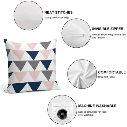 Arrows in Navy Blue, Charcoal Grey, And Blush Pink on White. Minimalist Geometric Contemporary Design Soft High-Density Material Throw Pillow