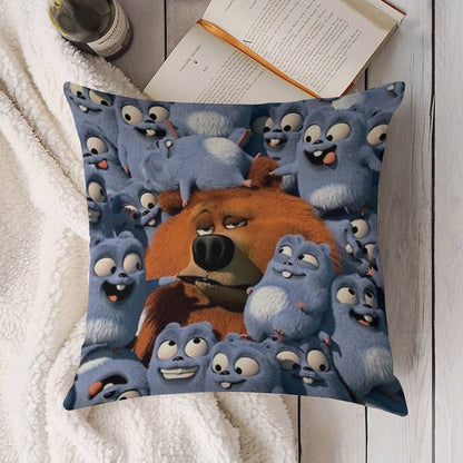 Grizzy And The Lemmings Linen Throw Pillow Cover