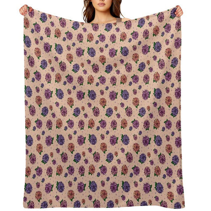Dahlias Multicolored Peach Throw Blanket