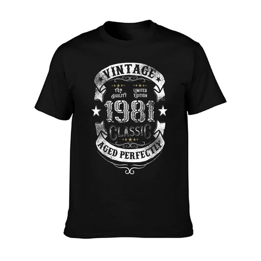Vintage 40th Birthday Gift for Men And Women Born in 1981  Heathered Texture T-Shirt