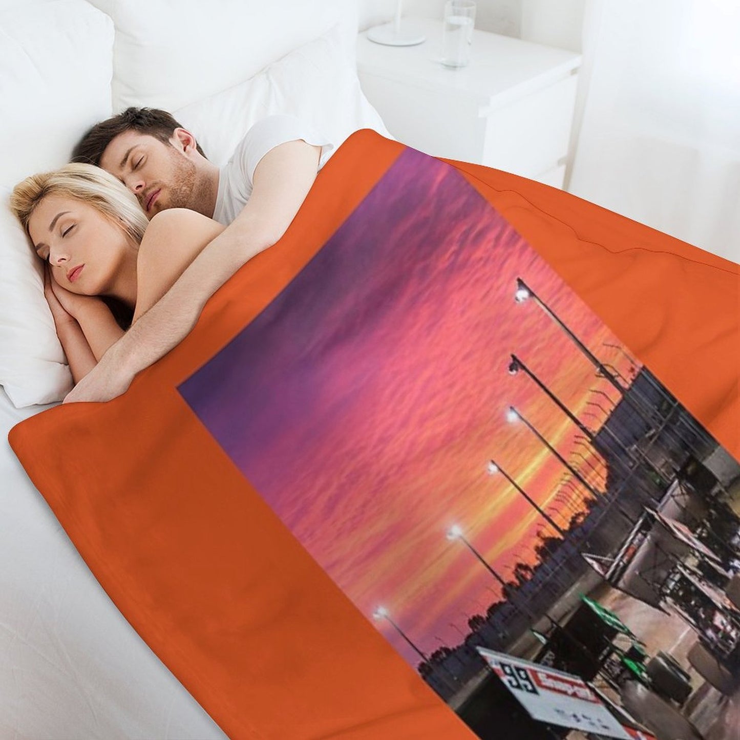 Sunset at The Speedway Track. Throw Blanket