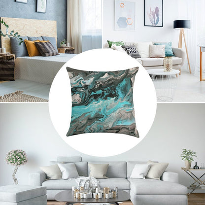 Turquoise Vein Marble Linen Throw Pillow Cover