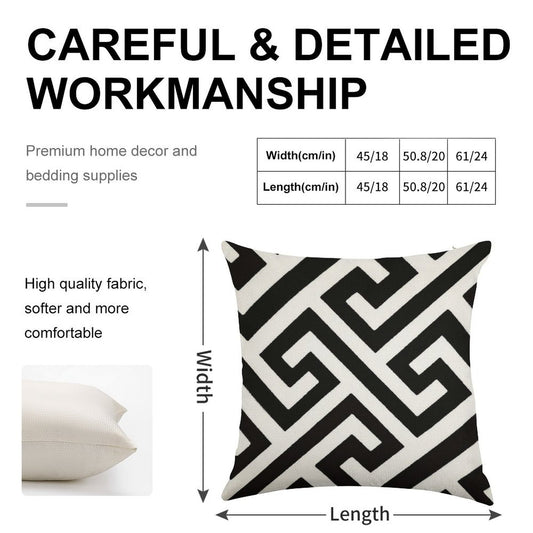 Throw Pillow  Cushion in Maze Print Design Linen Throw Pillow Cover