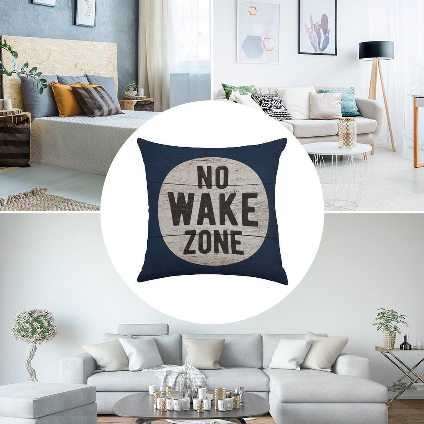 No Wake Zone, Lake Gift, Lake Sign, Lake House Décor, Wake Surf, Wakeboard, Water Ski, No Wake Area, Lake Sign Linen Throw Pillow Cover