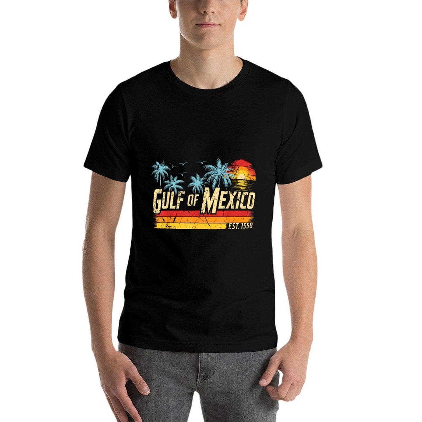 Gulf of Mexico Forever Retro Vintage Beach Mens Women  High-quality Stitching T-Shirt