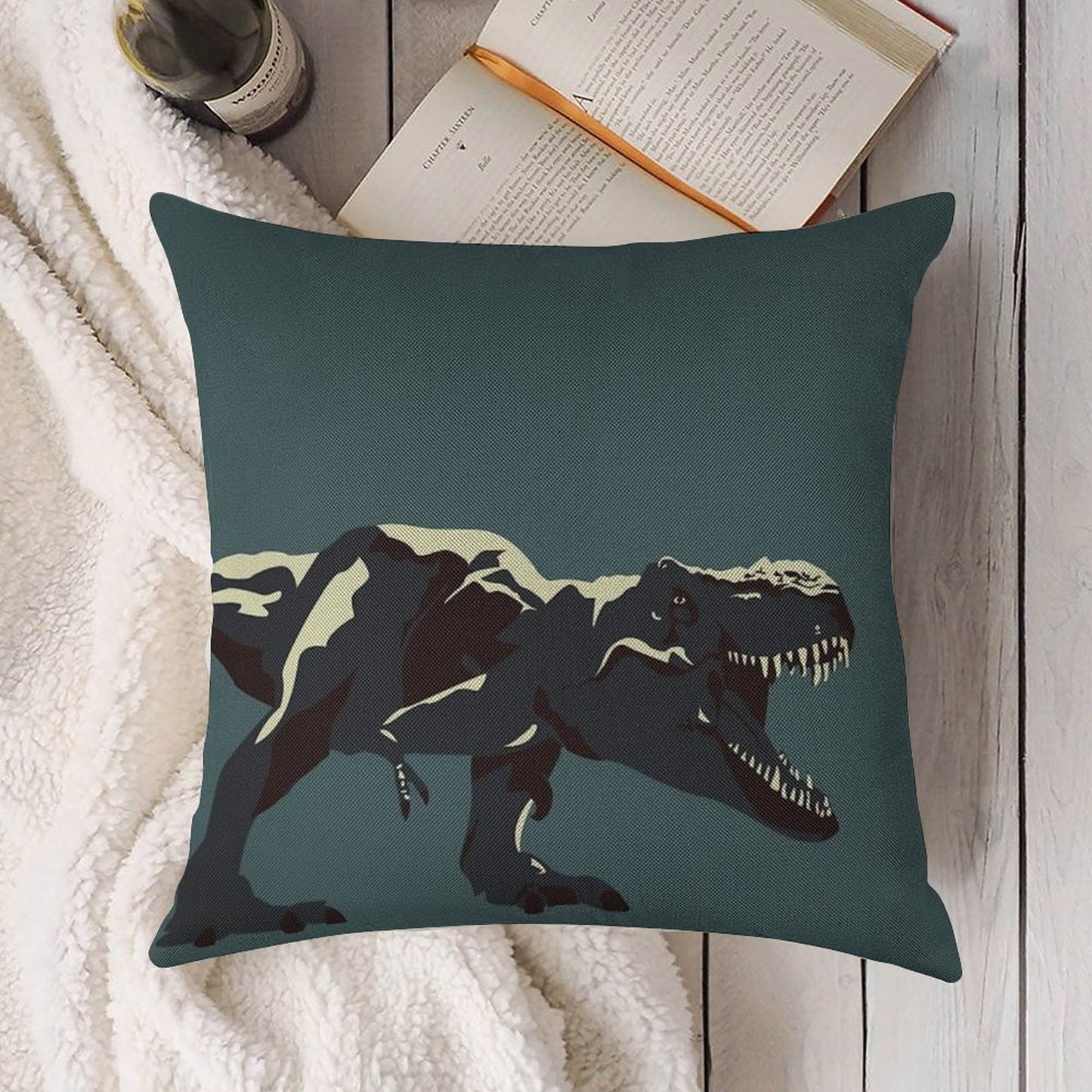 T Rex Roar Linen Throw Pillow Cover