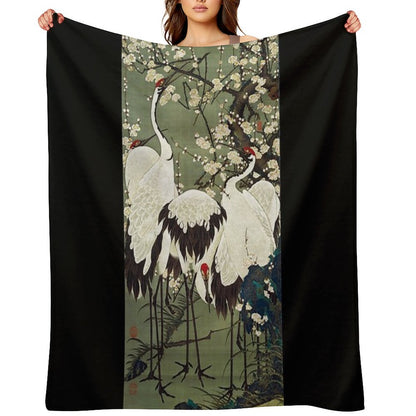 Favourite Artist - Plum Blossoms And Cranes - Ito Jakuchu Throw Blanket