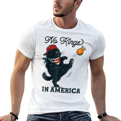 Black Cat No Kings In America  High-quality Stitching T-Shirt