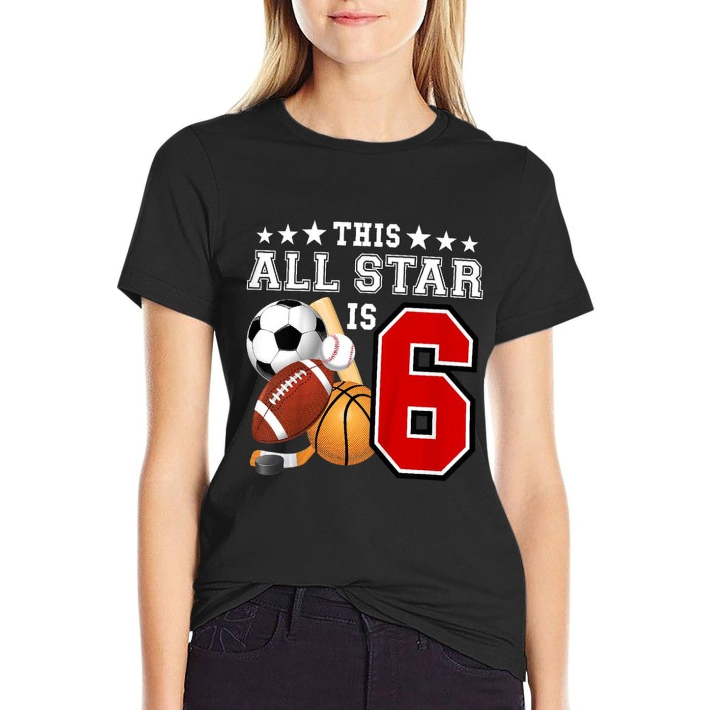 6 Year Old Sports Star Birthday Party All Sport 6th Gift T-Shirt