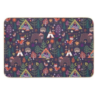 Woodland Animals Campout  Dirt-Trapping Bath Mat