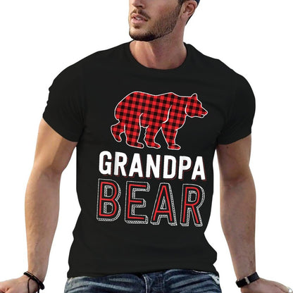 Grandpa Bear Red Buffalo Plaid Matching Family Christmas  Polyester Blend T-Shirt