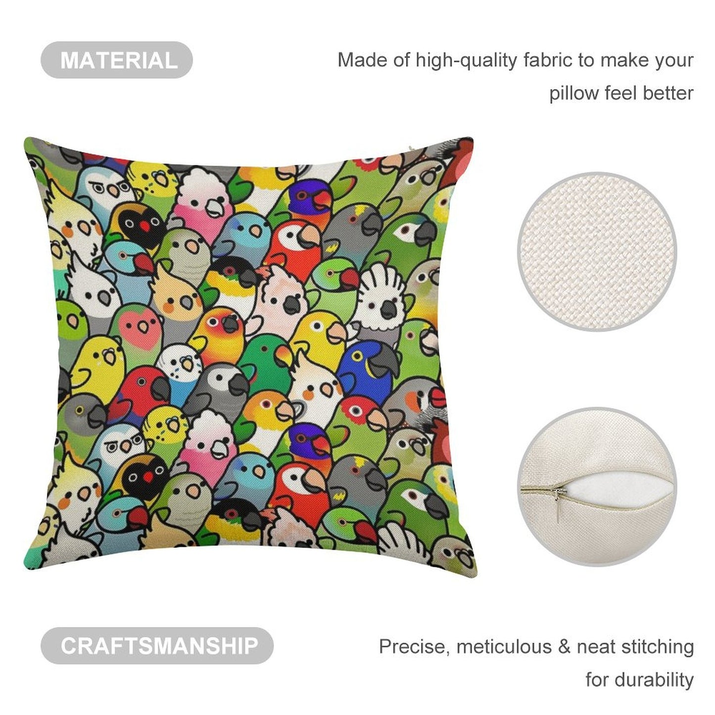 Everybirdy Pattern 2023 Linen Throw Pillow Cover