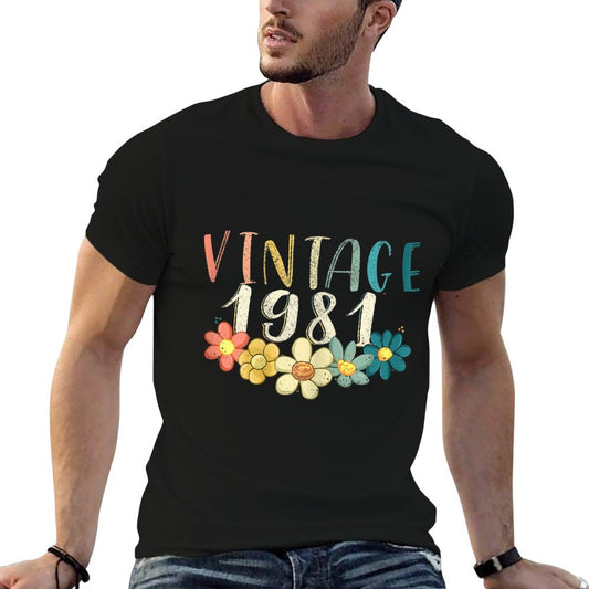 Womens 1981 40th Birthday Gift Retro Flower 40 Years Old  Odor-resistant T-Shirt