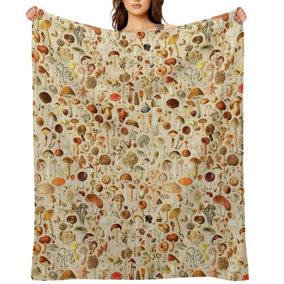 Vintage Mushroom Designs Collection Throw Blanket