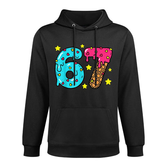 Funny Number Six Seven Ice Cream Drip Cool Meme 67 Sports Shrink-Resistant Hoodie