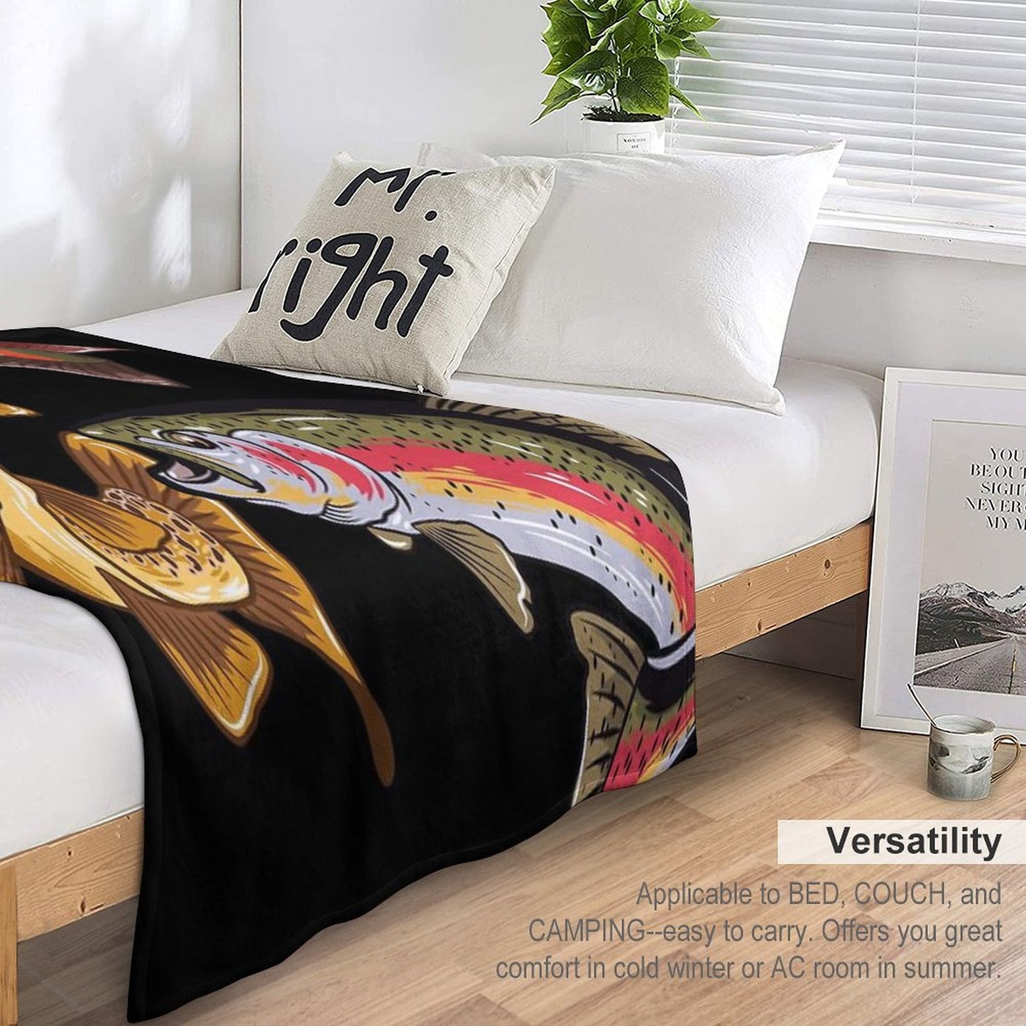 Fly Fishing Trout Tribute Throw Blanket