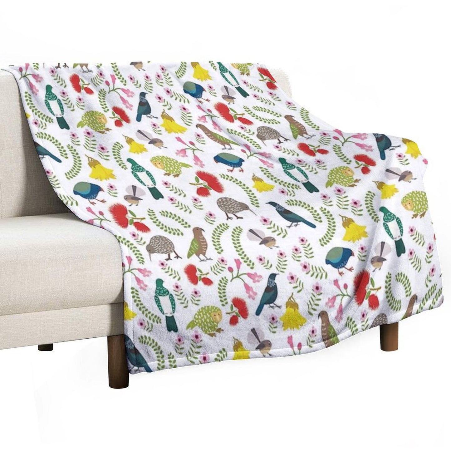 New Zealand Birds And Flowers Throw Blanket