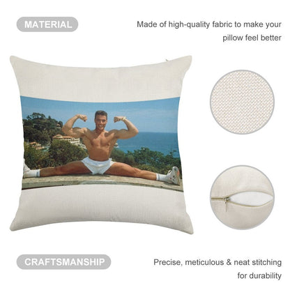 Jean Claude Van Damme Splits Linen Throw Pillow Cover