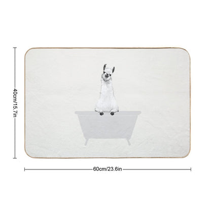 Vintage Llama in Bathtub Bath Mat