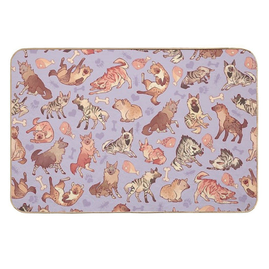Hyenas in Lavender  Multi-Purpose Bath Mat