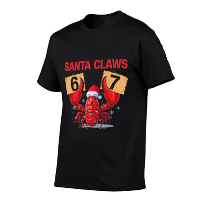 Santa Claws Funny Christmas Lobster Brainrot in 67 Meme Crew  Ribbed Collar T-Shirt