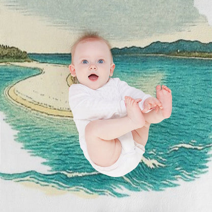 Sandbar Seascape Art  Serene Coastal View - Retro Island Vibes Throw Blanket