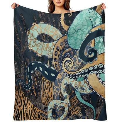 Metallic Octopus II Throw Blanket