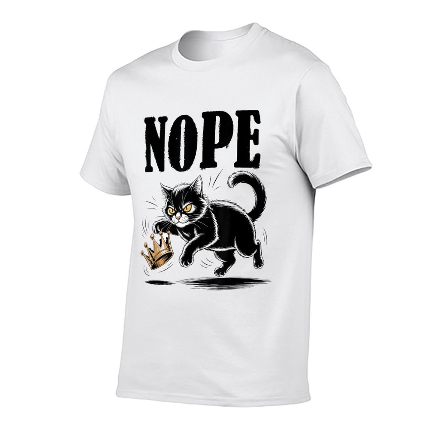 Nope No Kings In America Funny Black Cat Lovers  Rolled Sleeves T-Shirt