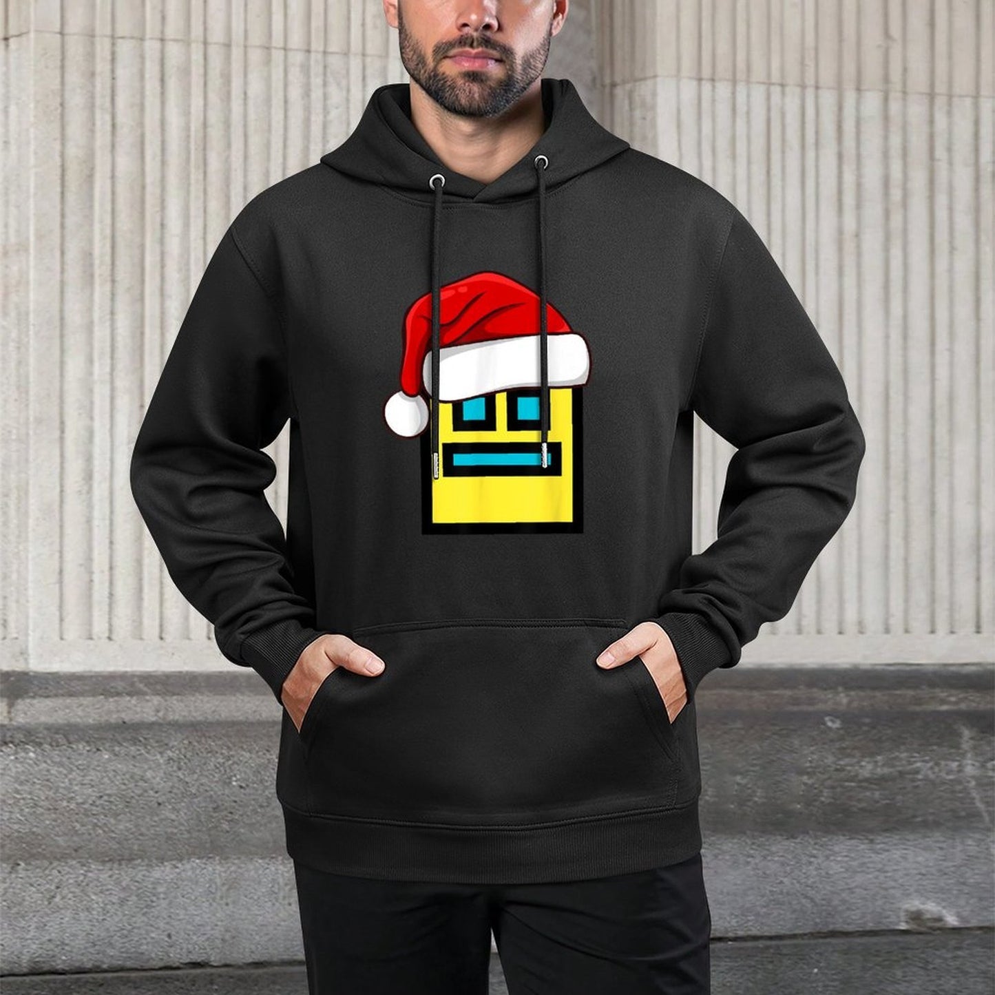 Dash Geometry Repeat Christmas Santa Hat Game Video Gamer Unisex Design Hoodie