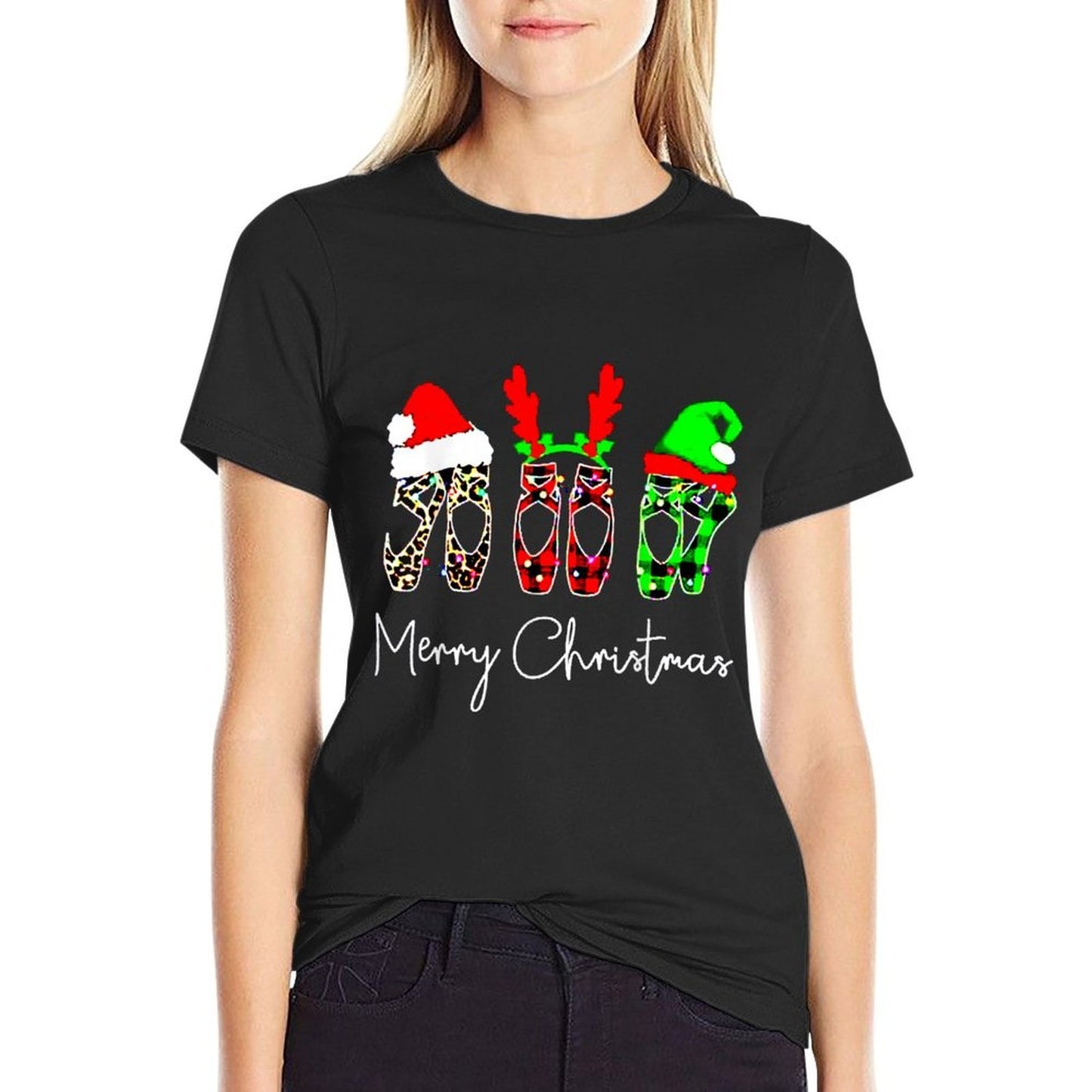Ballet Dancer Ballerina Merry Christmas Xmas Pointe Shoe  Soft T-Shirt