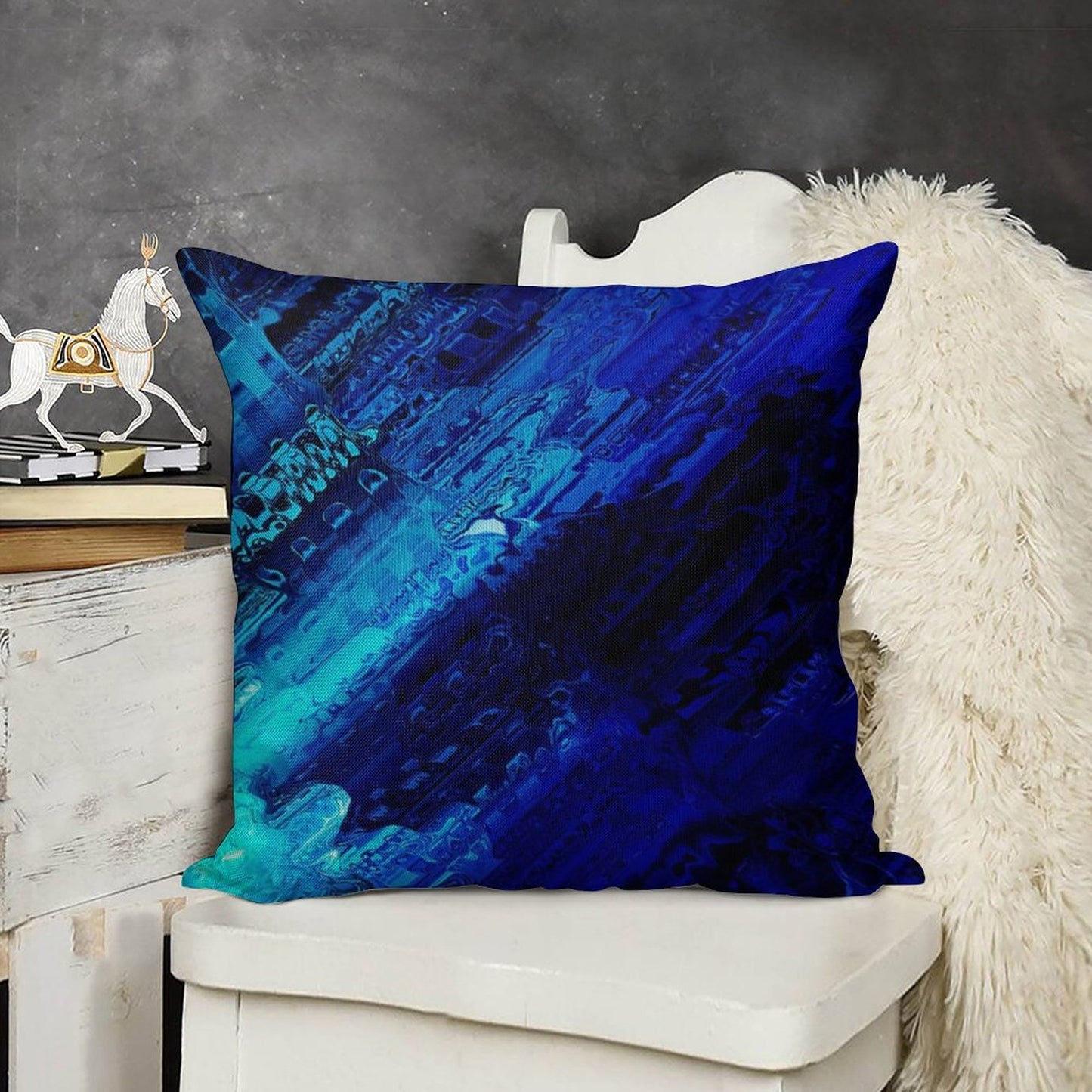 Cobalt Linen Throw Pillow Cover