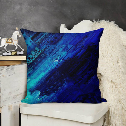 Cobalt Linen Throw Pillow Cover