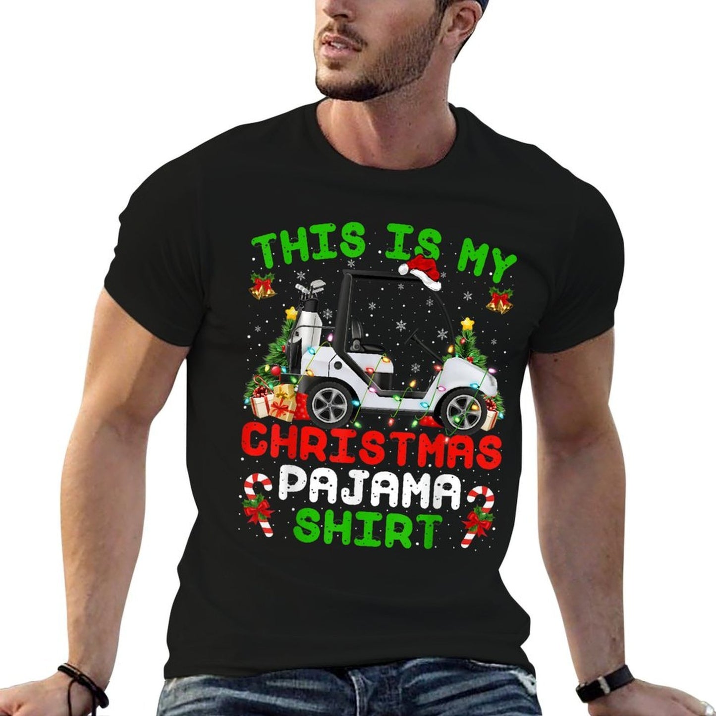 Funny This Is My Christmas Pajama Golf Cart Christmas  Affordable Price T-Shirt