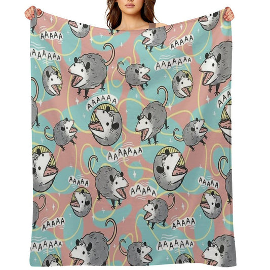 Opossum Screm Throw Blanket
