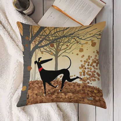 Autumn Hound Linen Throw Pillow Cover