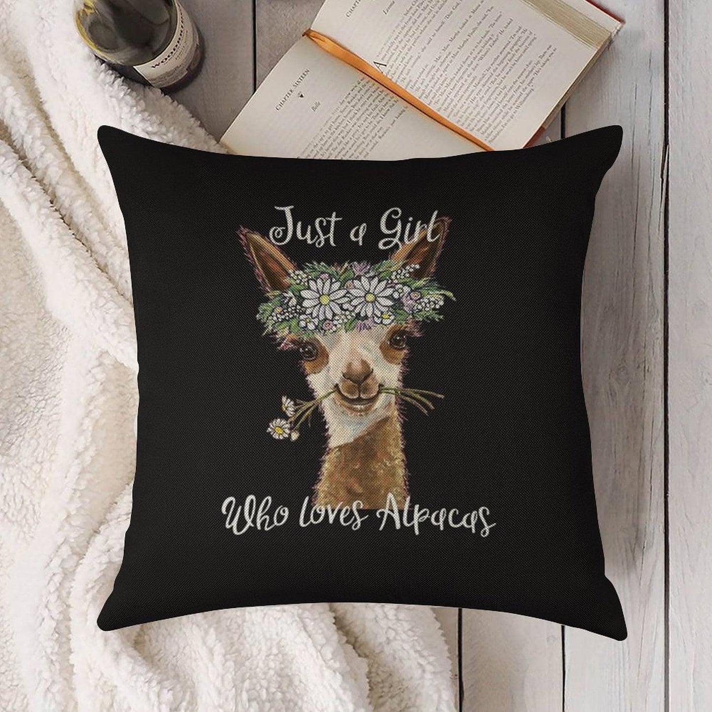 Just A Girl Who Loves Alpacas Shirt, Just A Girl Who Loves Alpaca Gifts Linen Throw Pillow Cover