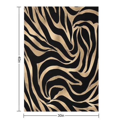 Elegant Metallic Gold Zebra Black Animal Print Throw Blanket