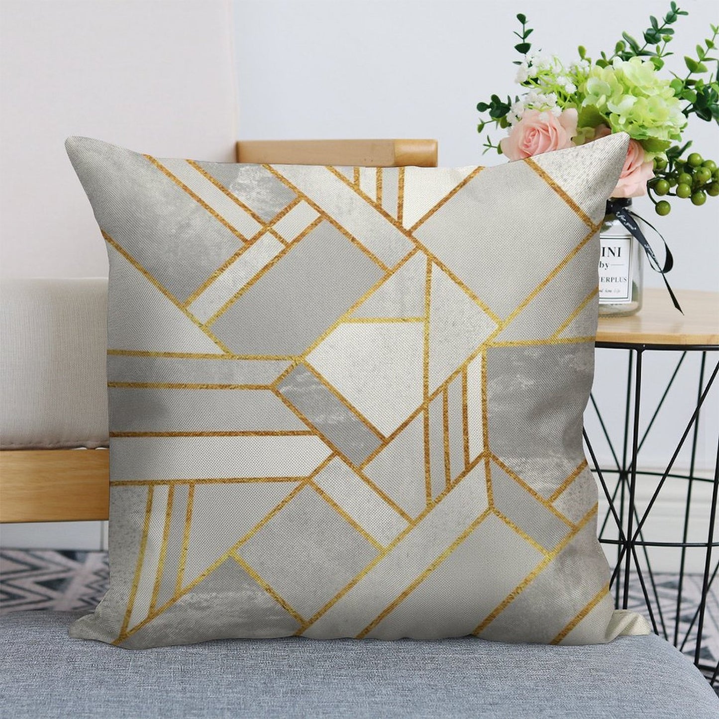 Gold City Linen Throw Pillow Cover