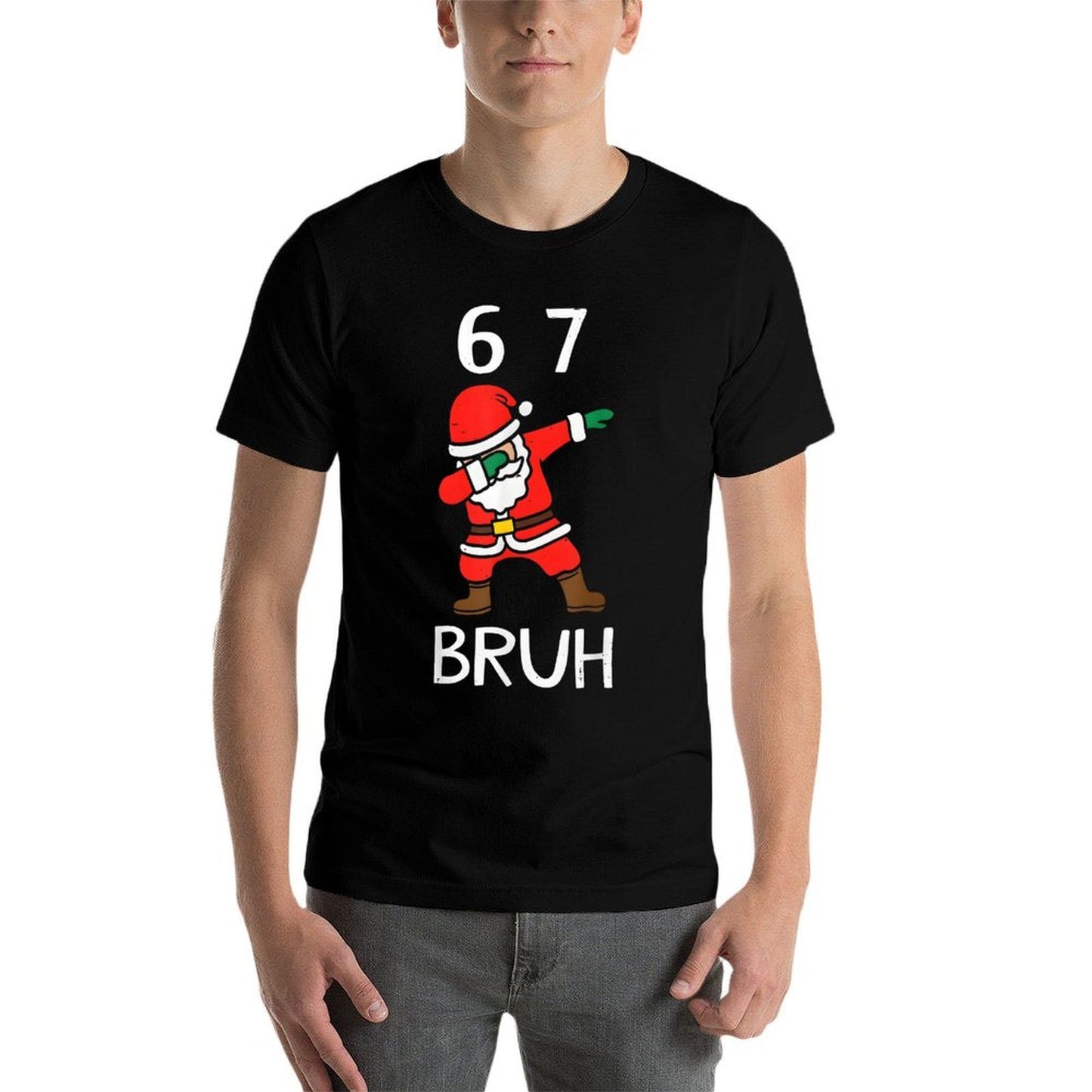 67 Meme 6 7 Funny Christmas Dabbing Santa Six Seven Bruh  Lightweight T-Shirt