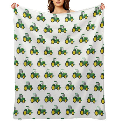 Green Tractors - Farming - Farm Themed Throw Blanket
