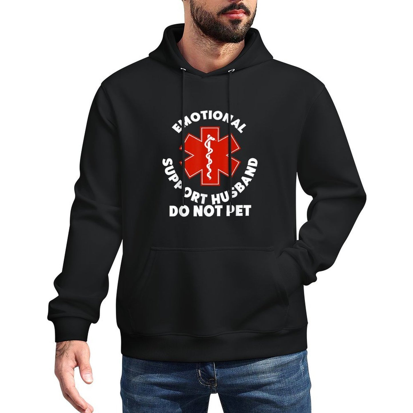 Emotional Support Husband Do Not Pet Funny Breathable Fabric Hoodie