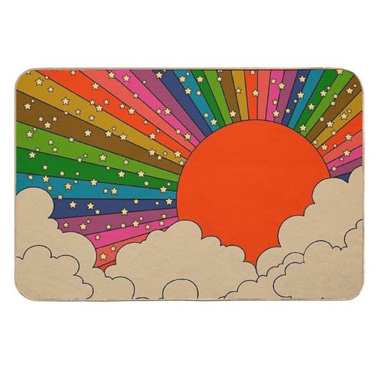 Rainbow 70s Sun  Toxin-Free Bath Mat