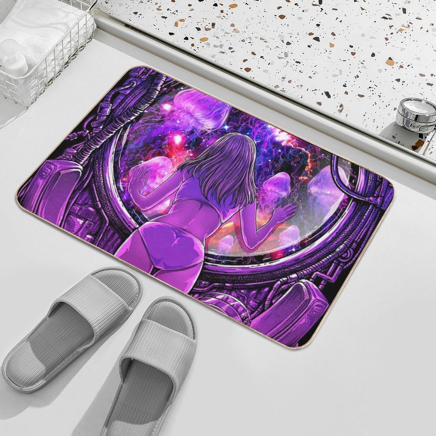 A Girl in Purple Room Bath Mat